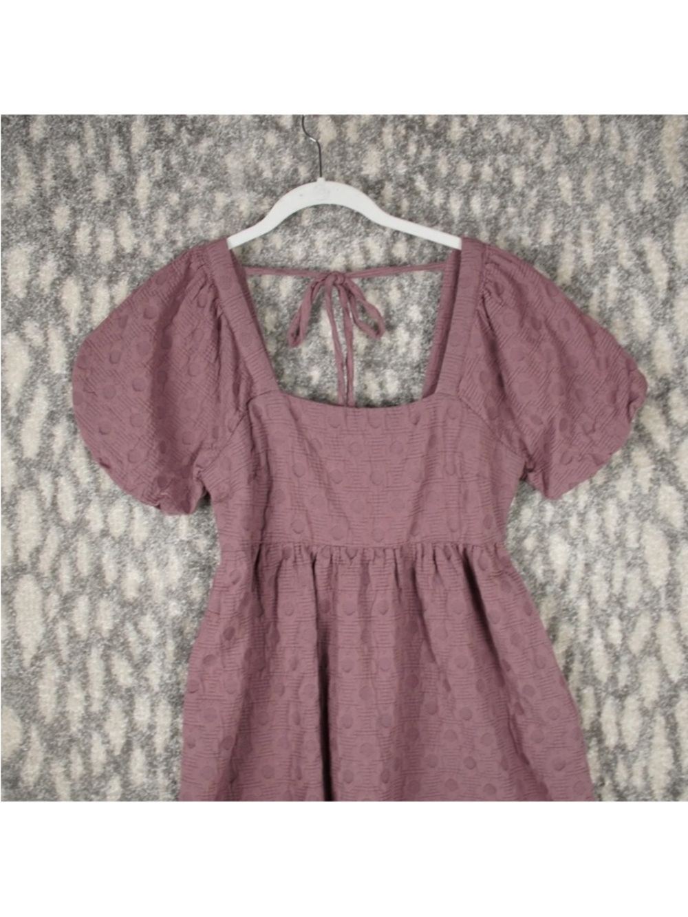 Madewell Floral Quilted Puff Sleeve Mini Dress Womens Sz M Purple Cotton NWT - Picture 5 of 12